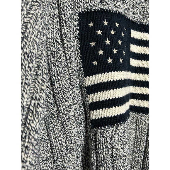 VTG POLO RALPH LAUREN GRAY & Navy AMERICAN FLAG SWEATER XL Americana Preppy 90s - Picture 8 of 9